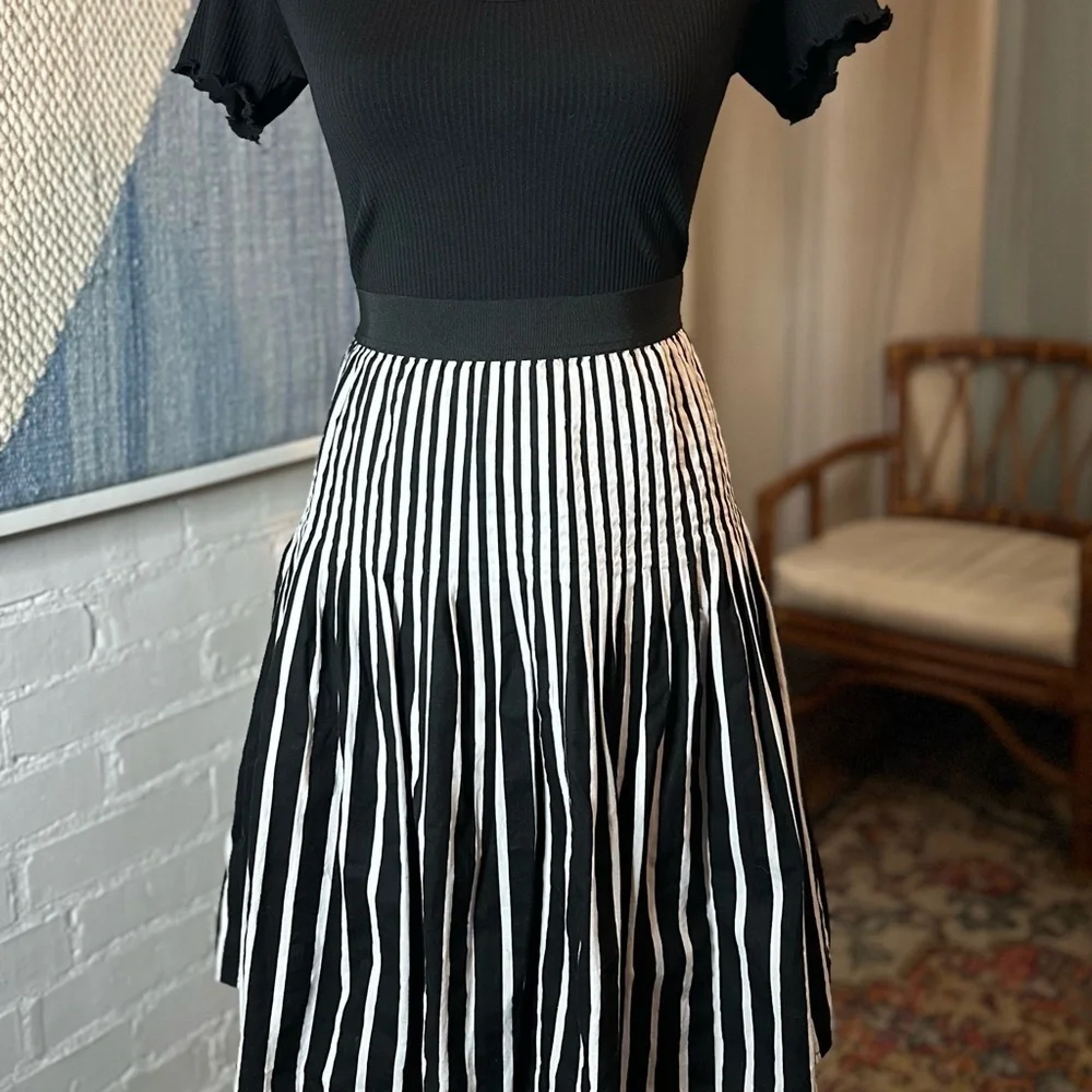 Amanda + Chelsea Black and White Striped Skirt